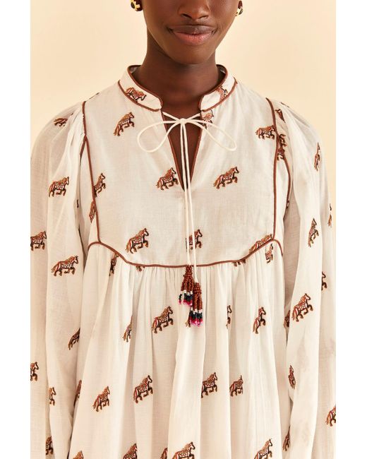 FARM Rio Embroidered Horses Midi Dress in Natural Lyst