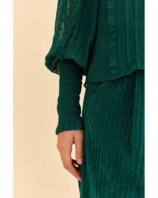 FARM Rio Ruffle Long Sleeve Blouse in Green Lyst