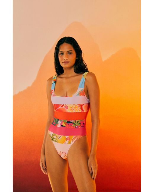 FARM Rio Rainbow Forest One Piece Swimsuit In Ombre Forest Orange Lyst