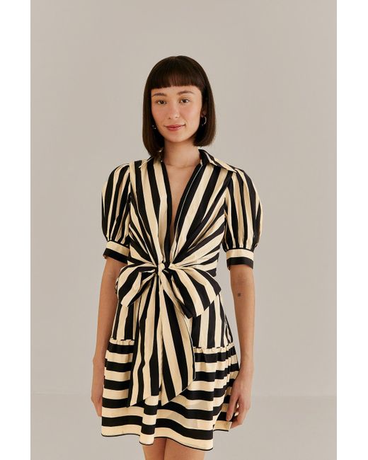 FARM Rio Black Mixed Stripes Short Sleeve Mini Dress | Lyst