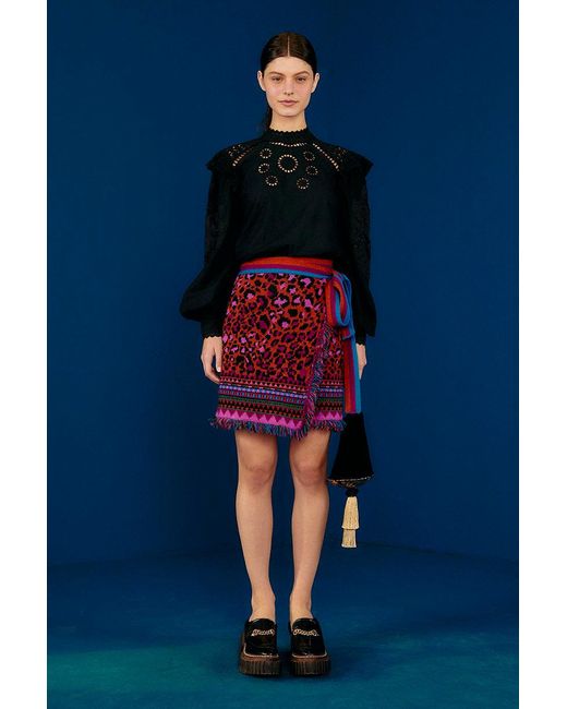 FARM Rio Red Ainika Tapestry Sweater Skirt in Blue Lyst