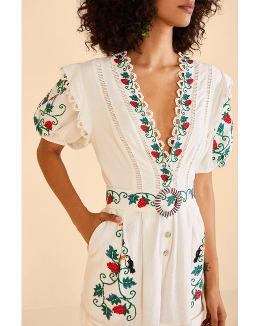 Farm rio embroidered shop front knot dress