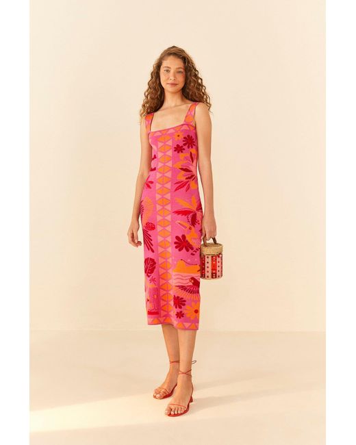 FARM Rio Pink Rio Tiles Knit Dress Lyst