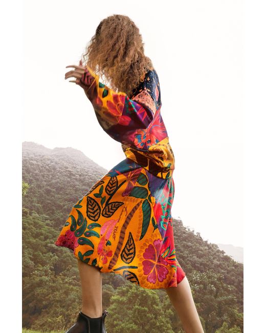 FARM Rio Mixed Diagonal Prints Midi Skirt Lyst