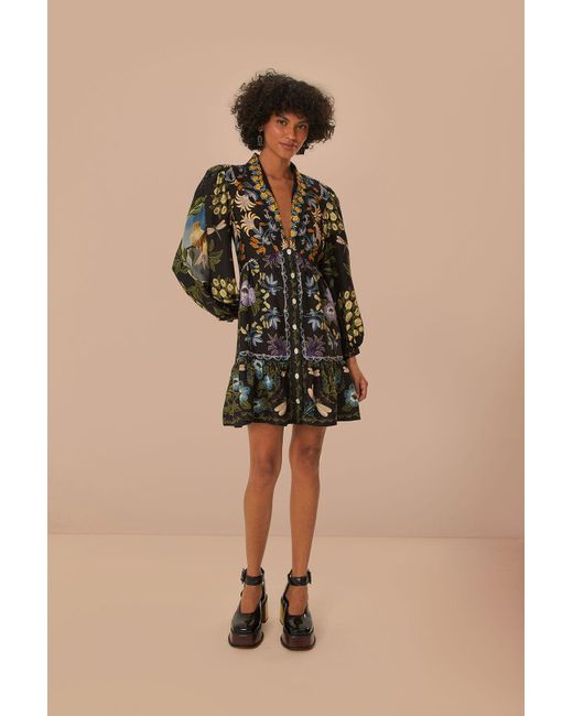 FARM Rio Winter Garden Mini Dress Long Sleeves, Winter Garden in ...