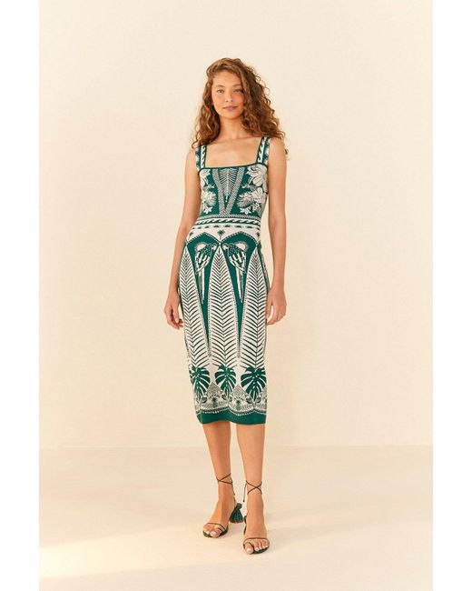 FARM Rio Offwhite Macaw Elegance Knit Dress in Blue Lyst