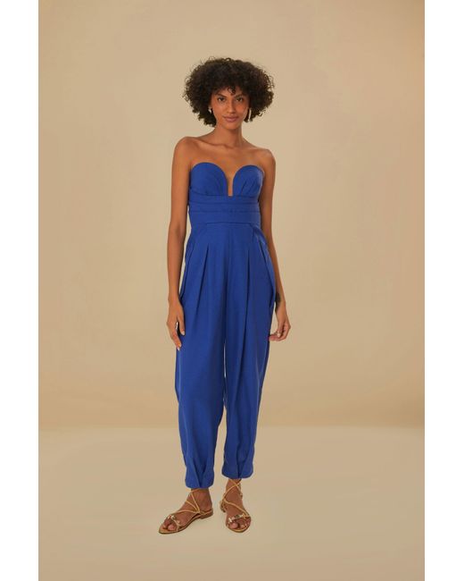 Farm Rio Blue Sleeveless Jumpsuit