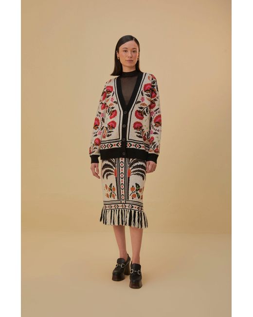 FARM Rio Sand Palms Paradise Knit Cardigan in Natural Lyst