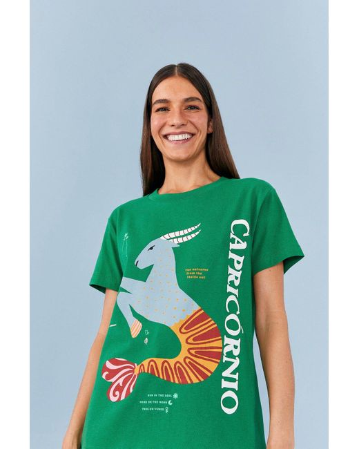 FARM Rio Capricorn Zodiac Organic Cotton Tshirt in Green Lyst