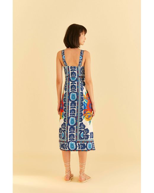 FARM Rio Offwhite Flower Tapestry Midi Dress in Blue Lyst