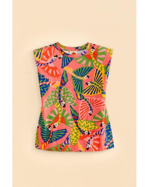 FARM Rio Coral Graphic Macaws Organic Cotton Tshirt in Orange Lyst