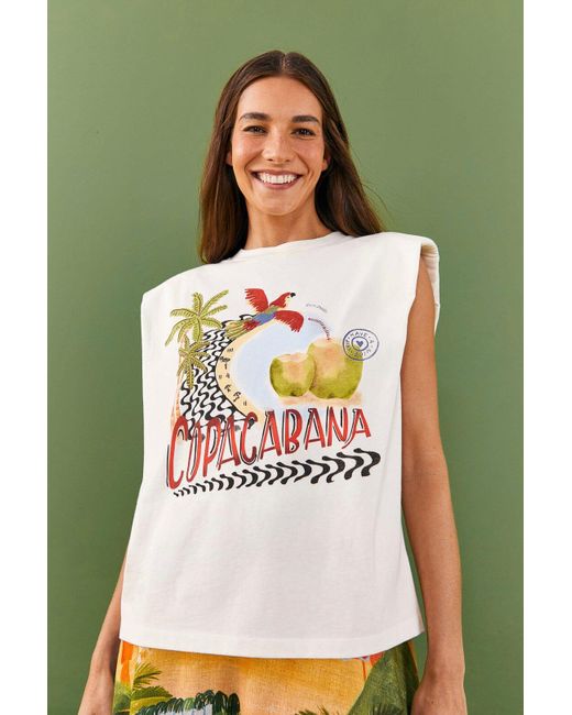 FARM Rio White Copacabana Organic Cotton Tshirt Lyst