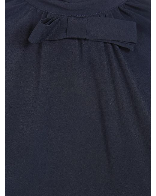 DR. HOPE Blue Silk Blend Bow Blouse