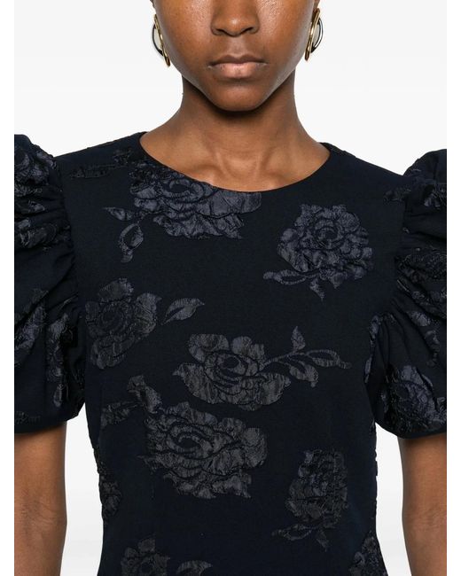 ROTATE BIRGER CHRISTENSEN Blue Rotate Jacquard Midi Dress