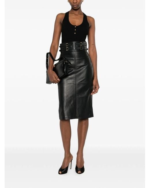 Elisabetta Franchi Black Micro-Cable Knit Top
