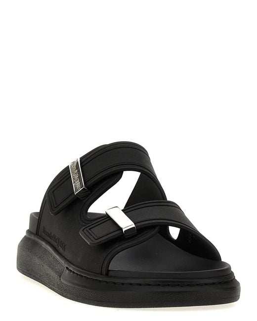 McQueen Black 'Rubber' Sandals