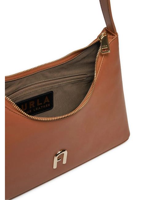 Furla Brown Diamante Logo Shoulder Bag