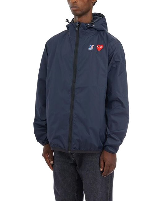 COMME DES GARÇONS PLAY Blue Cdg X K-Way Hooded Jacket for men