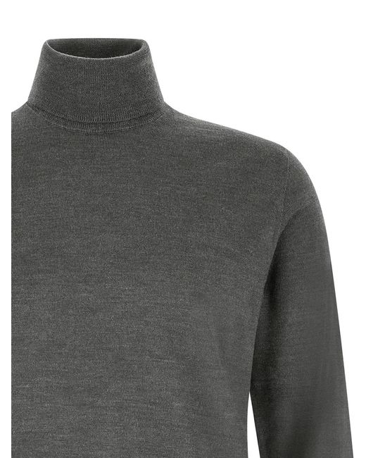 Zanone Gray Turtle-Neck Sweater for men