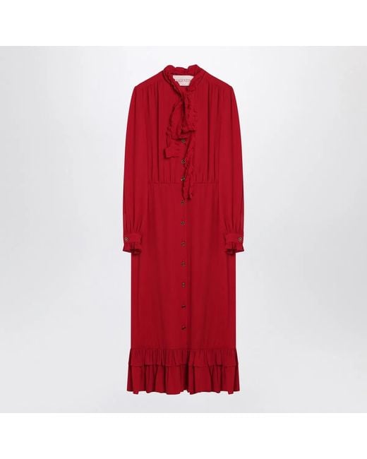 Valentino Red Dress With Ruffled Bow