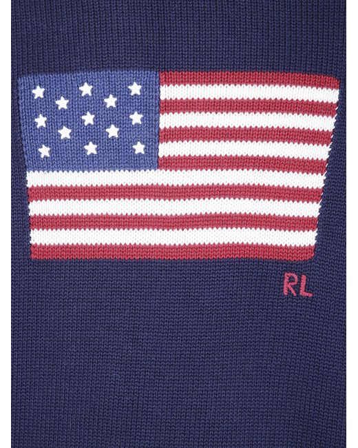 Polo Ralph Lauren Blue Flag Embroidered Long Sleeve Pullover for men