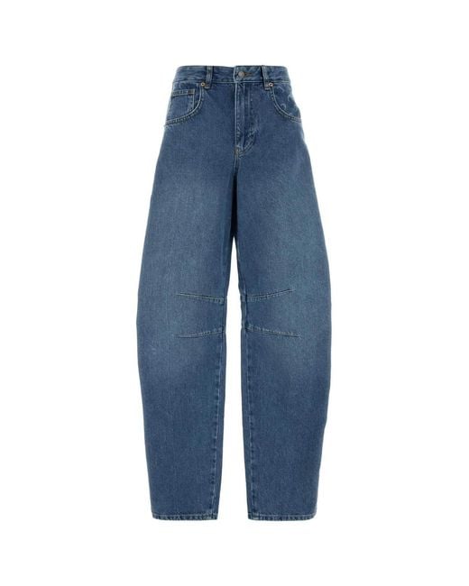 MARINE SERRE Blue Light Denim Baggy Jeans