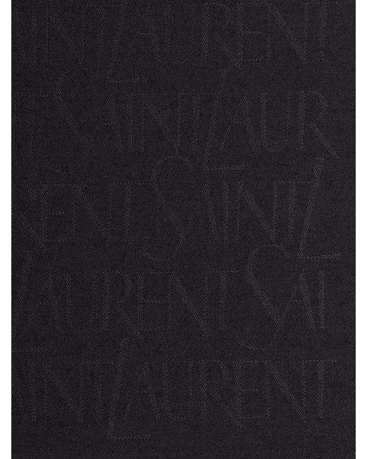 Saint Laurent Black Silk Jacquard Scarf