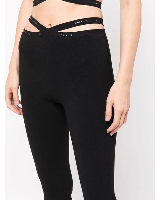 T By Alexander Wang Black Cross Leggings With Logo