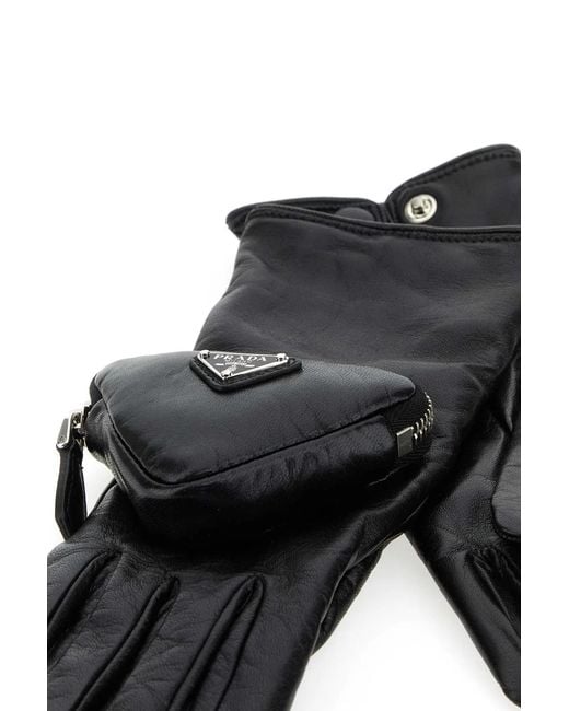Prada Black Leather Gloves