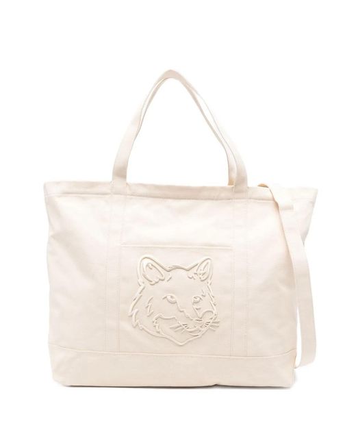 Maison Kitsuné Natural Maison Kitsuné Fox Head Xl Canvas Tote