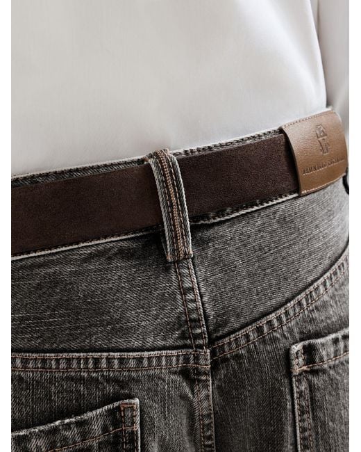 Brunello Cucinelli Gray Relaxed Denim Trousers