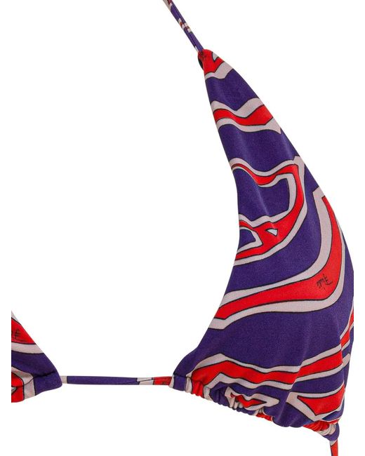Emilio Pucci Red Triangle Bikini Top With Stamba Labirinto