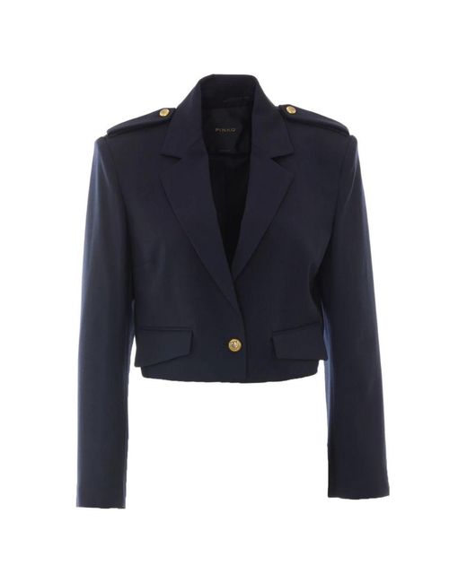 Pinko Blue Polyester Viscose Jacket