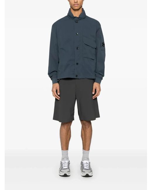 C P Company Blue C.P.Company Button Hooded Jacket for men