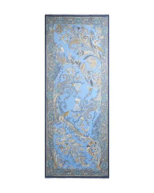 Etro Blue Paisley Pattern Scarf for men