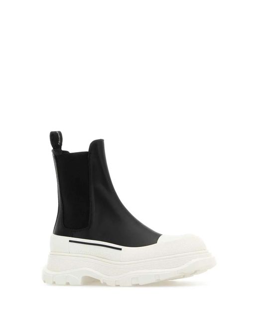 McQueen Black High Rubber Ankle Boots