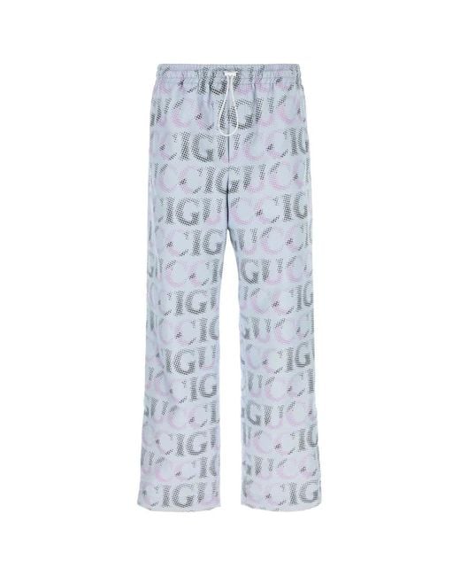 Gucci Blue Printed Polyester Pant for men