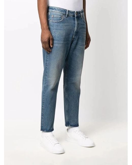 Golden Goose Deluxe Brand Blue "Golden M's Happy" Medium Stone Washed Denim for men