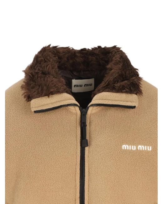 Miu Miu Natural Cropped Fleece Jacket