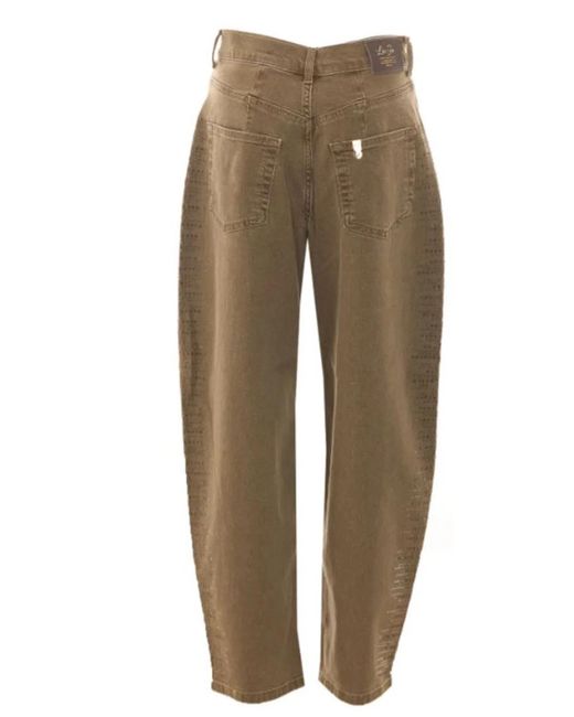 Liu Jo Natural Rhinestone Barrel-Leg Trousers