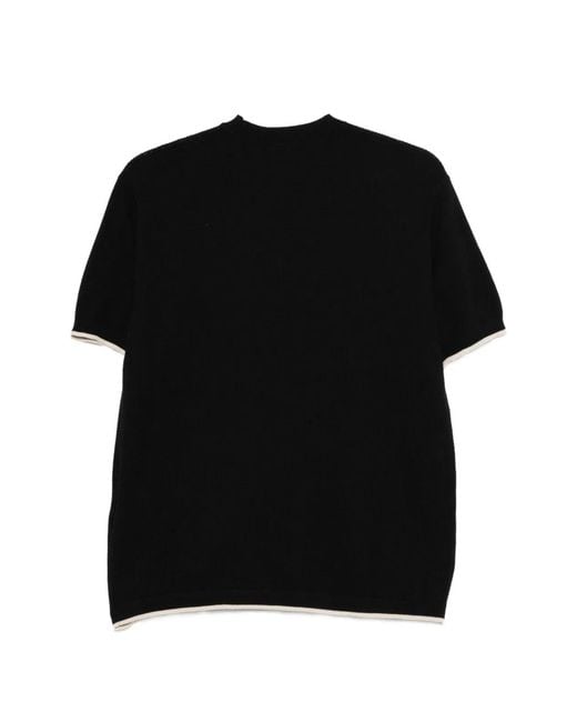 Emporio Armani Black Cotton Knitted T-Shirt for men