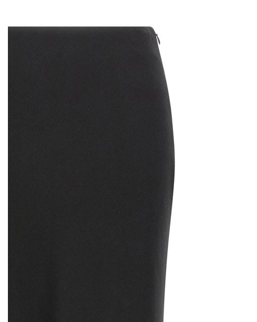 Alessandra Rich Black Fluid Silk Crepe Maxi Skirt With Lined Elegance