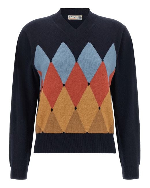 Ballantyne Blue 'Argyle' V-Knit