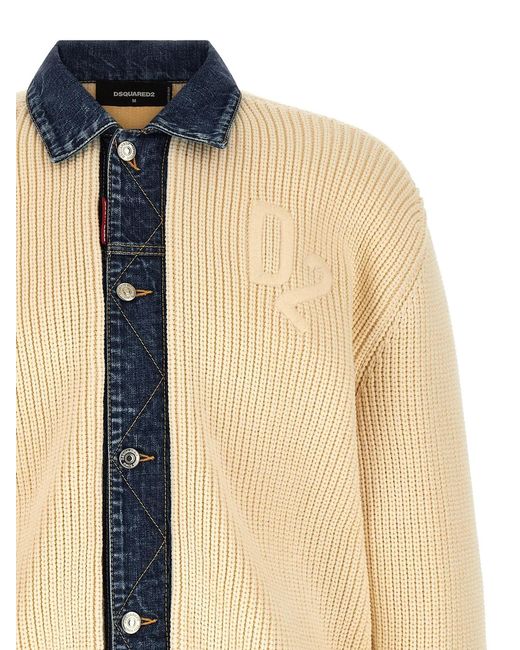 DSquared² Natural 'Denim Mix D2' Cardigan for men