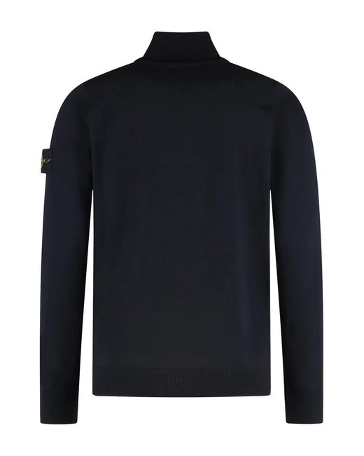 Stone Island Blue Sweater With Turtleneck for men