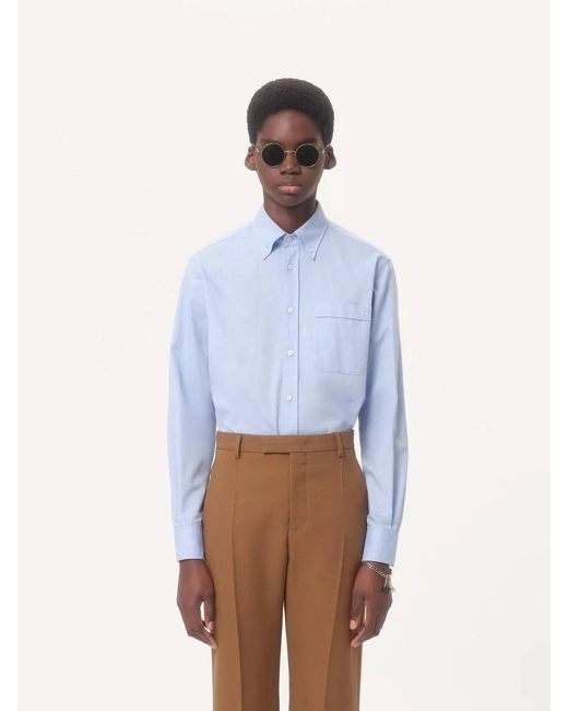Valentino Garavani Blue Oxford Shirt Vlogo for men