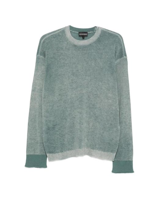 Emporio Armani Green Wool Crewneck Sweater for men