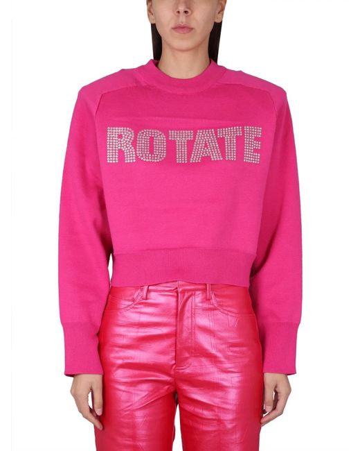 ROTATE BIRGER CHRISTENSEN Pink Rotate Birger Christensen Sweatshirt With Logo