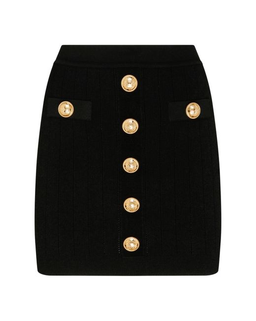 Balmain Black Viscose Polyester Skirts