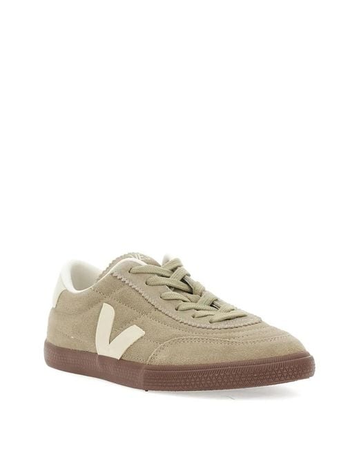 Veja Brown Cream Leather Flat Shoes for men